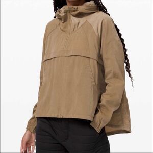 LuluLemon Seek Vistas Brown 1/2 Zip Nylon Hoodie Pullover Jacket in XS/S